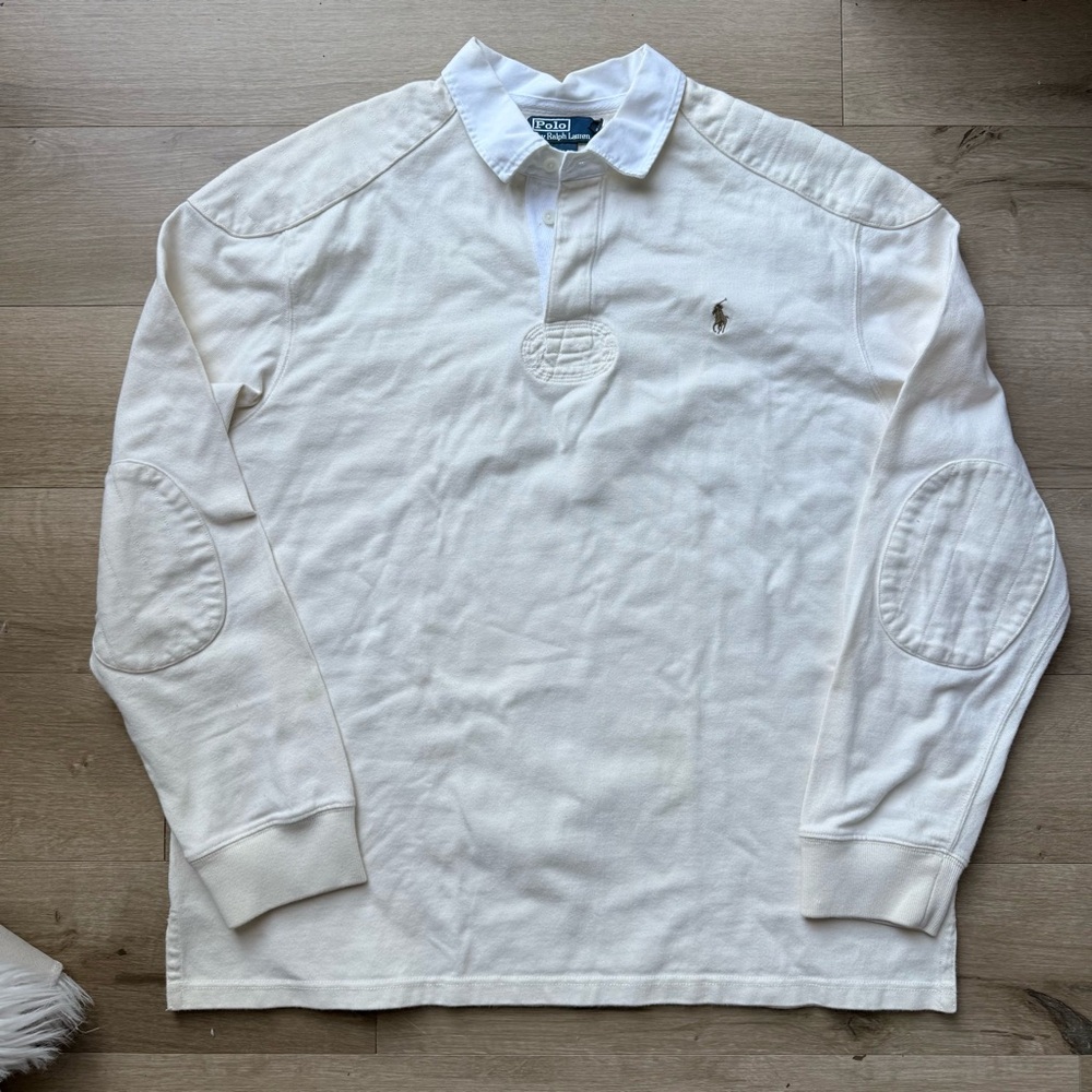 Polo by Ralph Lauren Cream Long-Sleeve Rugby Polo